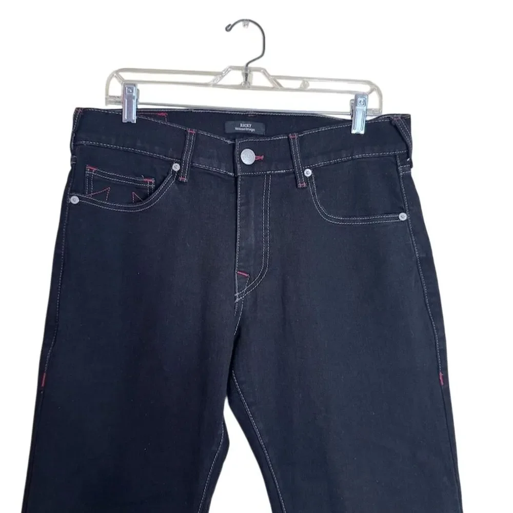 True Religion Men's Ricky Relaxed Straight Black Jeans Size 33
